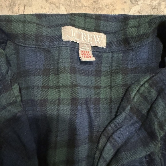 J.Crew Women's Cotton Flannel Pajama TOP ONLY Green Tartan Size M Holiday - Picture 6 of 8